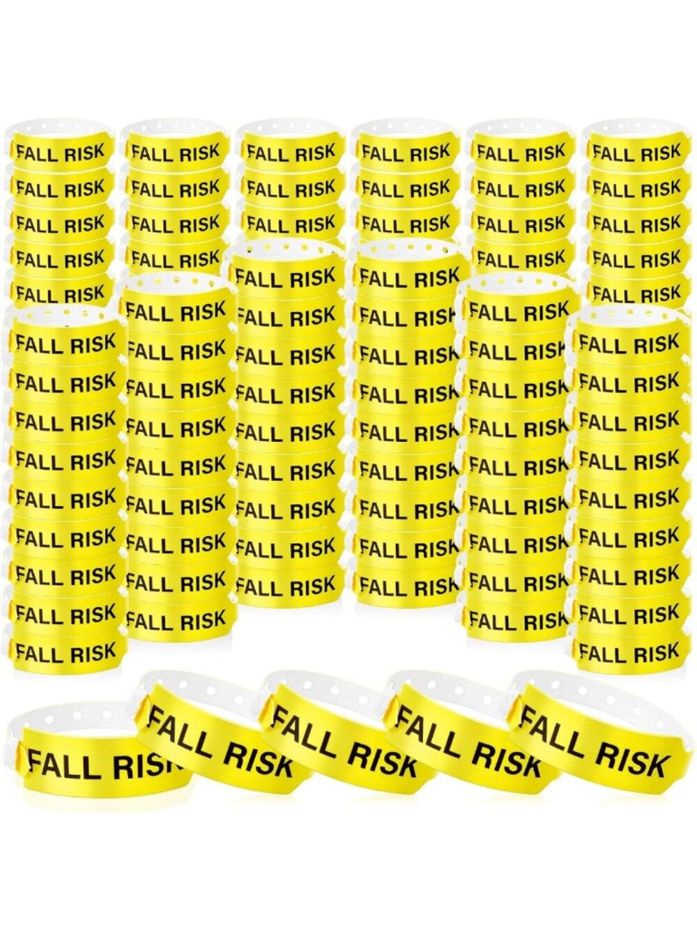 500 Pcs Fall Risk Wristbands - Emergency PVC Bracelets for Men, Women & Seniors